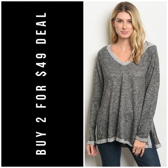 ❄️LAST1️⃣//BLACK SPECKLED PULLOVER HOODIE - Picture 1 of 11